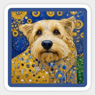 Gustav Klimt Style Brown Dog in a Starry Night Sticker